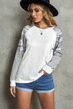 Mixed Print Raglan Top - Trendsi - Flyclothing LLC