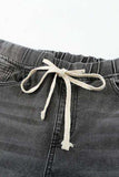 Drawstring Distressed Raw Hem Jeans with Pockets - Trendsi - Flyclothing LLC
