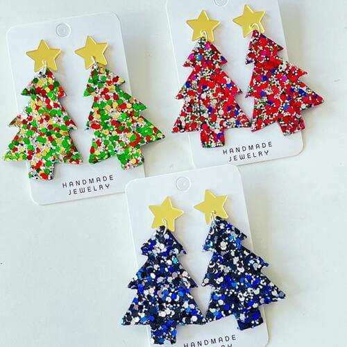 Christmas Tree Acrylic Dangle Earrings - Trendsi - Flyclothing LLC