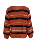 Striped Round Neck Long Sleeve Sweater - Trendsi - Flyclothing LLC
