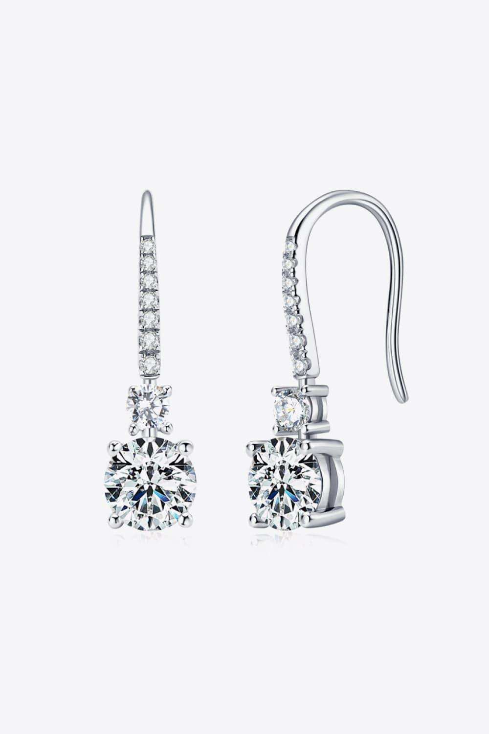 2 Carat Moissanite 925 Sterling Silver Drop Earrings - Trendsi - Flyclothing LLC