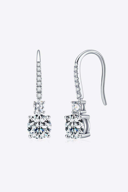 2 Carat Moissanite 925 Sterling Silver Drop Earrings - Trendsi - Flyclothing LLC