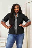 Double Take Embroidered Notched Neck Top - Trendsi - Flyclothing LLC