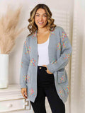 Star Pattern Open Front Cardigan with Pockets - Trendsi - Flyclothing LLC
