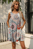 Printed Round Neck Sleeveless Dress with Pockets - Trendsi - Flyclothing LLC
