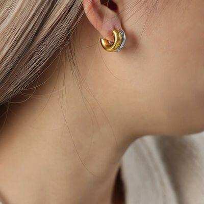 18K Gold-Plated C-Hoop Earrings - Trendsi - Flyclothing LLC