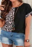 Plus Size Leopard Round Neck T-Shirt - Trendsi - Flyclothing LLC