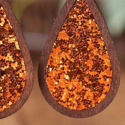Sequin Wood Teardrop Earrings - Trendsi - Flyclothing LLC
