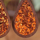 Sequin Wood Teardrop Earrings - Trendsi - Flyclothing LLC