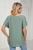 Eyelet Tie-Neck Flutter Sleeve Top - Trendsi - Flyclothing LLC
