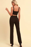 Chain Detail Cropped Cami and Straight Leg Pants Set - Trendsi - Flyclothing LLC
