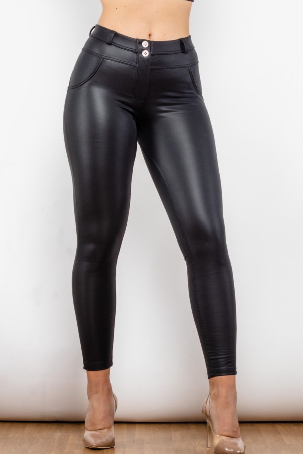 Full Size PU Leather Buttoned Leggings – Flyclothing LLC