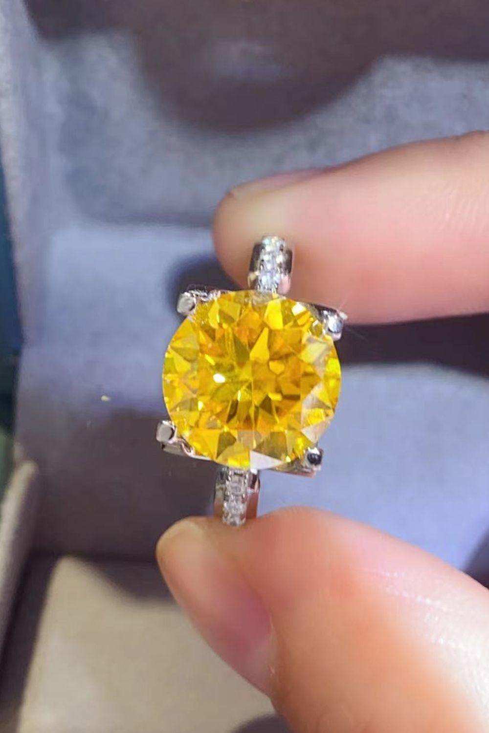 5 Carat Moissanite 925 Sterling Silver Ring in Banana Yellow - Trendsi - Flyclothing LLC