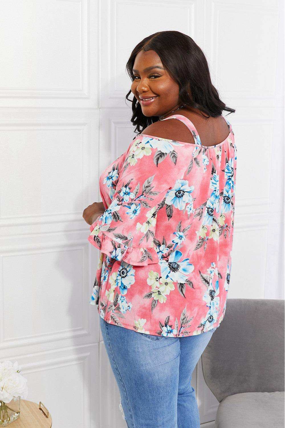 Sew In Love Full Size Fresh Take Floral Cold-Shoulder Top - Trendsi - Flyclothing LLC