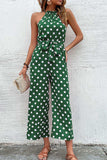 Polka Dot Grecian Wide Leg Jumpsuit - Trendsi - Flyclothing LLC