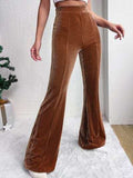 Ribbed High Waist Bootcut Pants - Trendsi - Flyclothing LLC
