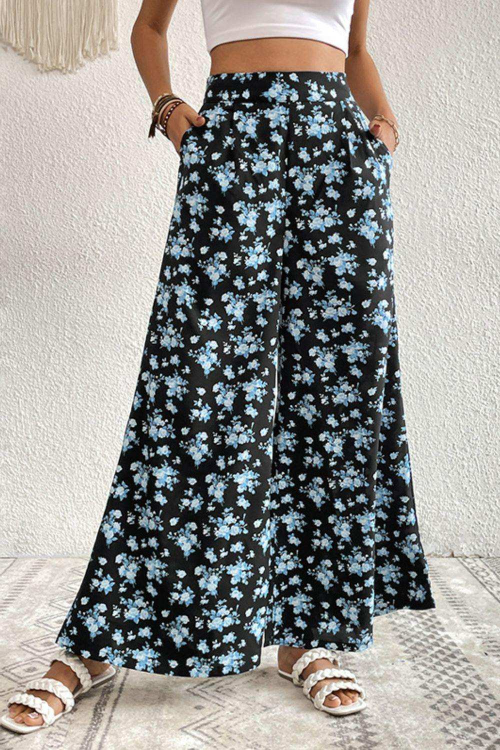 Floral Pocket Culottes - Trendsi - Flyclothing LLC