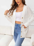 Button Down Cable-Knit Cardigan - Trendsi - Flyclothing LLC