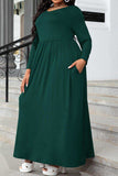 Plus Size Round Neck Long Sleeve Maxi Dress with Pockets - Trendsi - Flyclothing LLC