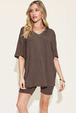 Basic Bae Full Size V-Neck Drop Shoulder Short Sleeve T-Shirt and Shorts Set - Trendsi - Flyclothing LLC