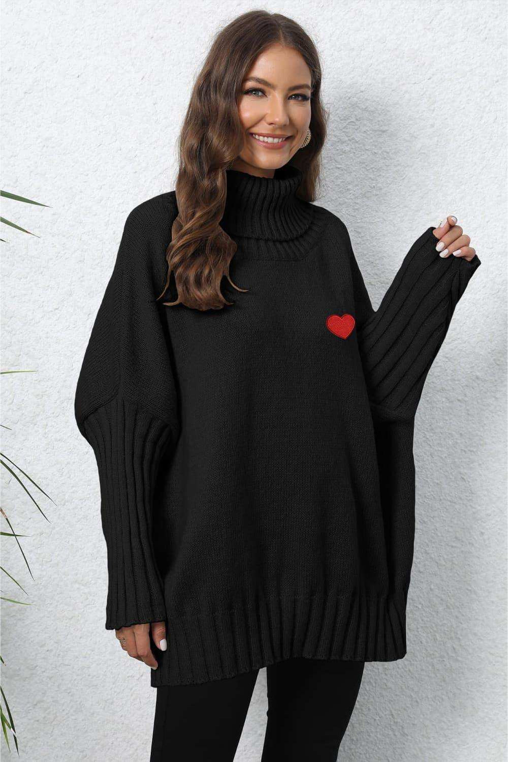 Turtle Neck Long Sleeve Ribbed Sweater - Trendsi - Flyclothing LLC