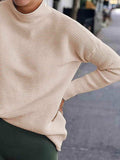 Ribbed Mock Neck Long Sleeve Sweater - Trendsi - Flyclothing LLC
