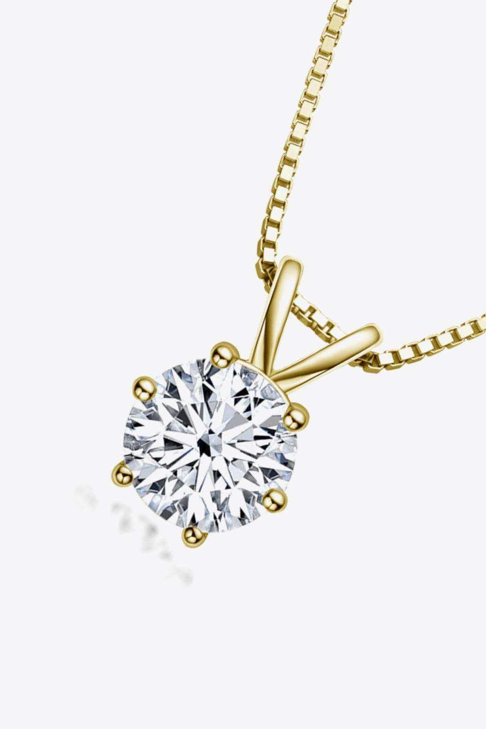 925 Sterling Silver 1 Carat Moissanite Pendant Necklace - Trendsi - Flyclothing LLC