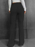 Ribbed High Waist Bootcut Pants - Trendsi - Flyclothing LLC