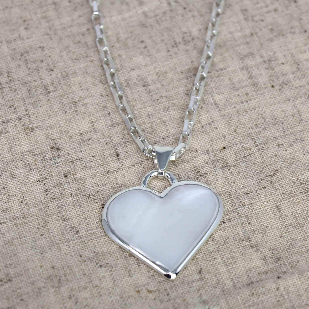 Corazon Blanco White Heart Pendant with Chain - Artisana - Flyclothing LLC