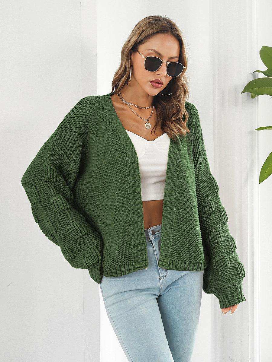 Open Front Ribbed Trim Cardigan - Trendsi - Flyclothing LLC