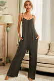 Scoop Neck Spaghetti Strap Jumpsuit with Pockets - Trendsi - Flyclothing LLC
