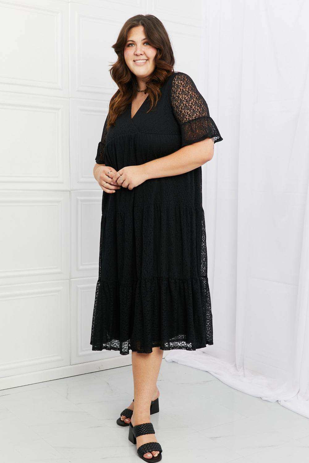 P & Rose Lovely Lace Full Size Tiered Dress - Trendsi - Flyclothing LLC