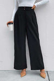 High Waist Ruched Pocketed Wide Leg Pants - Trendsi - Flyclothing LLC