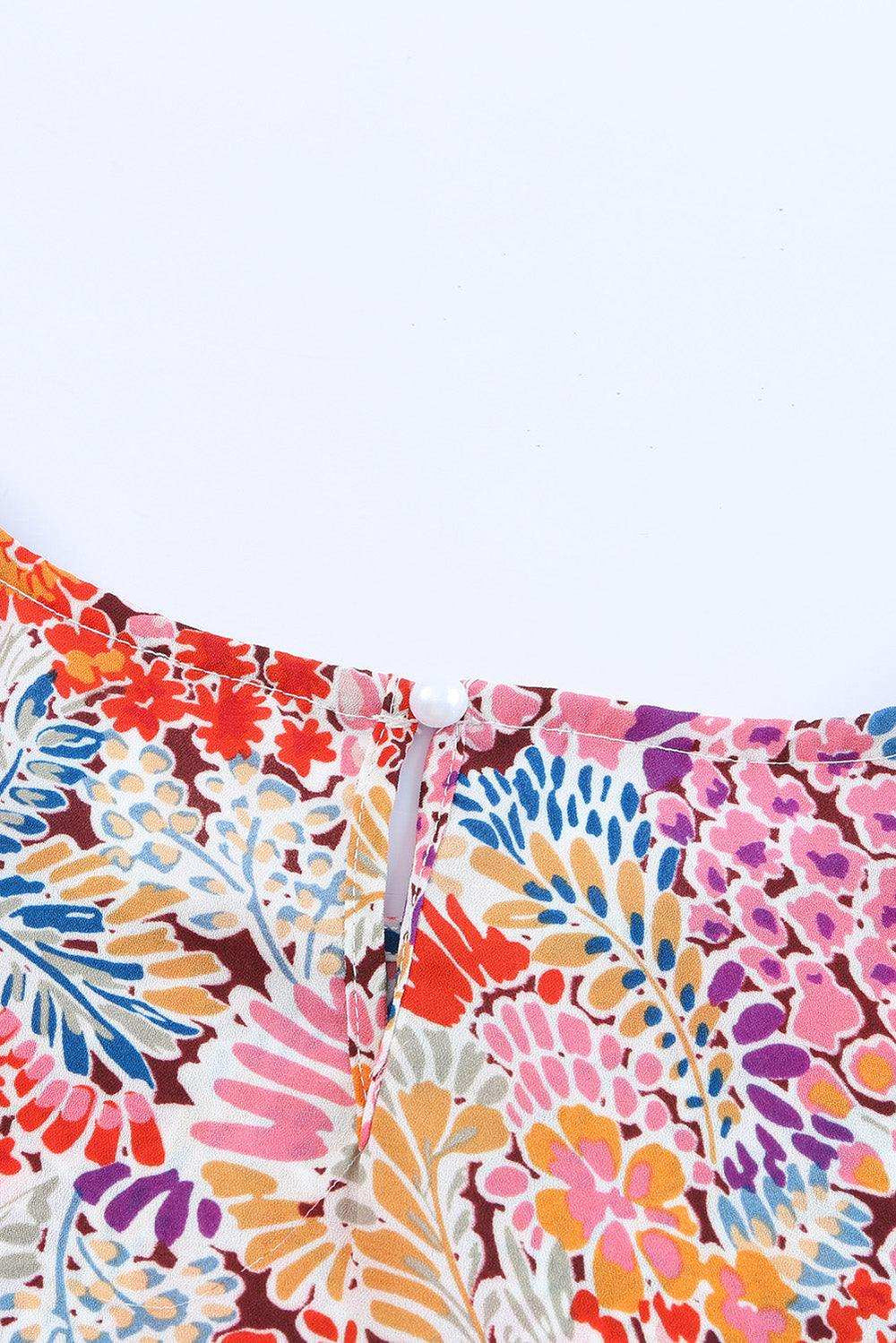 Floral Print Long Puff Sleeve Blouse - Trendsi - Flyclothing LLC