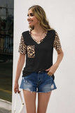 Leopard V-Neck Tunic Tee - Trendsi - Flyclothing LLC