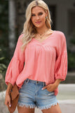 Dropped Shoulder V-Neck Blouse - Trendsi - Flyclothing LLC