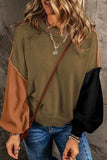 Contrast Round Neck Dropped Shoulder Sweater - Trendsi - Flyclothing LLC