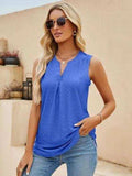 Eyelet Notched Tank - Trendsi - Flyclothing LLC