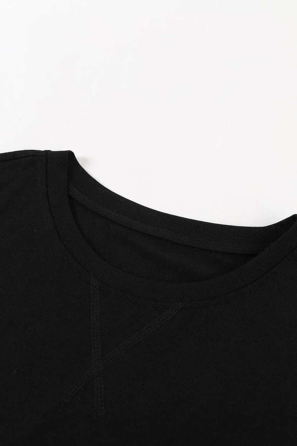 Color Block Side Slit Round Neck T-Shirt - Trendsi - Flyclothing LLC