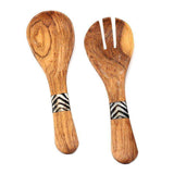 Olive Wood Serving Set, Small with Batik Inlay - Jedando - Flyclothing LLC