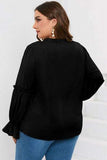 Plus Size Ruffled Tie Neck Flounce Sleeve Blouse - Trendsi - Flyclothing LLC