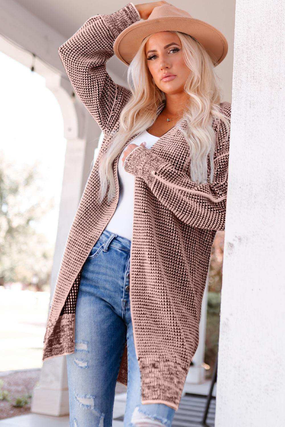 Heathered Open Front Longline Cardigan - Trendsi - Flyclothing LLC