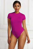 Round Neck Short Sleeve Bodysuit - Trendsi - Flyclothing LLC