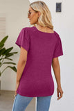 Smocked Round Neck Flutter Sleeve T-Shirt - Trendsi - Flyclothing LLC