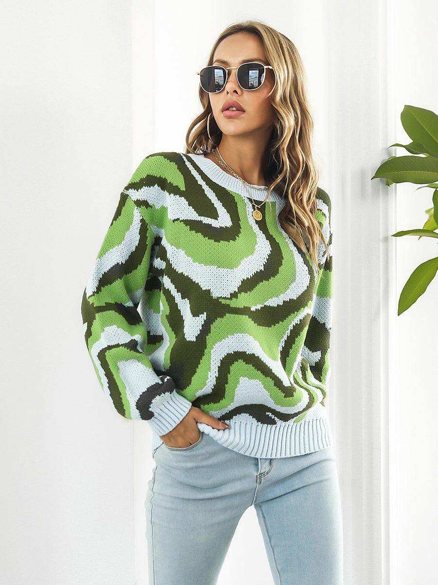 Round Neck Dropped Shoulder Sweater - Trendsi - Flyclothing LLC