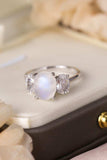 High Quality Natural Moonstone 925 Sterling Silver Three Stone Ring - Trendsi - Flyclothing LLC