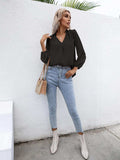 Swiss Dot Frill Trim Puff Sleeve Blouse - Trendsi - Flyclothing LLC
