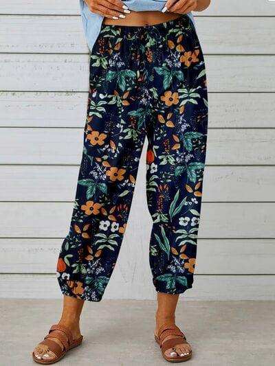 Printed Tied Cropped Pants - Trendsi - Flyclothing LLC