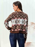 Snowflake Pattern Round Neck Sweater - Trendsi - Flyclothing LLC