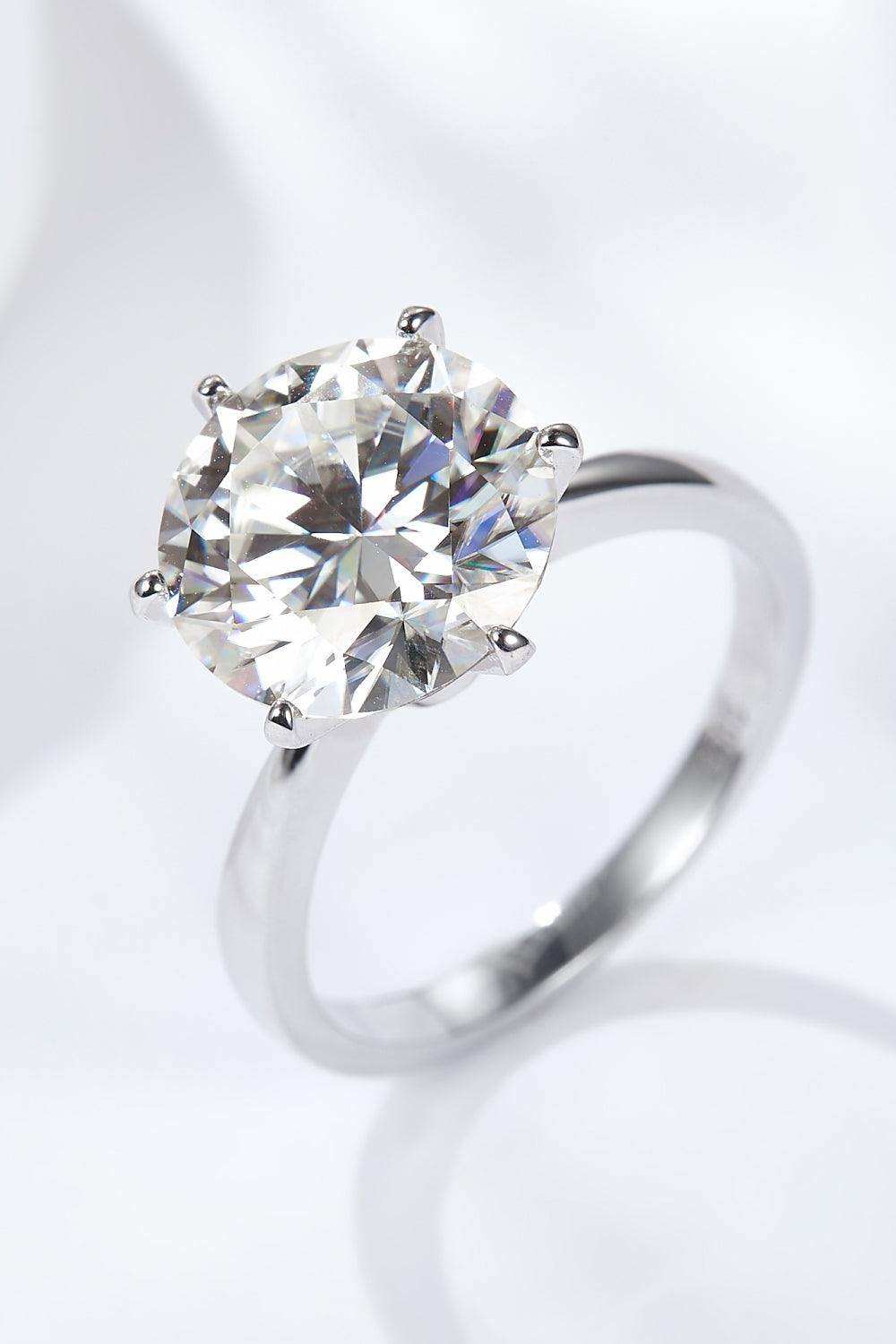 Platinum-Plated 5 Carat Moissanite Solitaire Ring - Trendsi - Flyclothing LLC